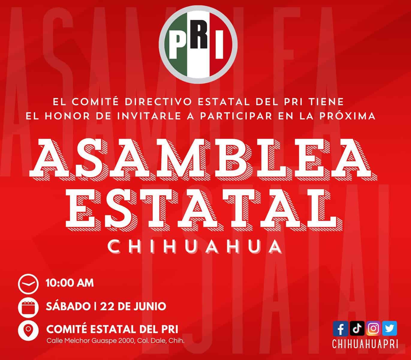 EL C.D.E. INVITA A LA MILITANCIA A LA ASAMBLEA ESTATAL ORDINARIA