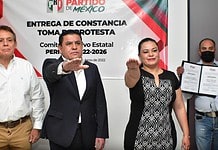Toman protesta Alejandro Domínguez y Kenia Durán como dirigentes estatales del PRI